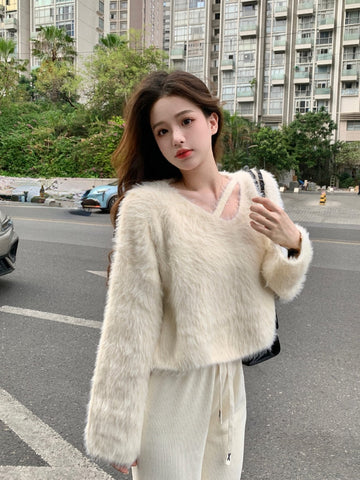 Yipinpay Sweater Clothing Slim Pure Color Long Sleeve Pullover Woman Casual Y2k Crop Tops Korean Fashion Office Lady 2023 Winter